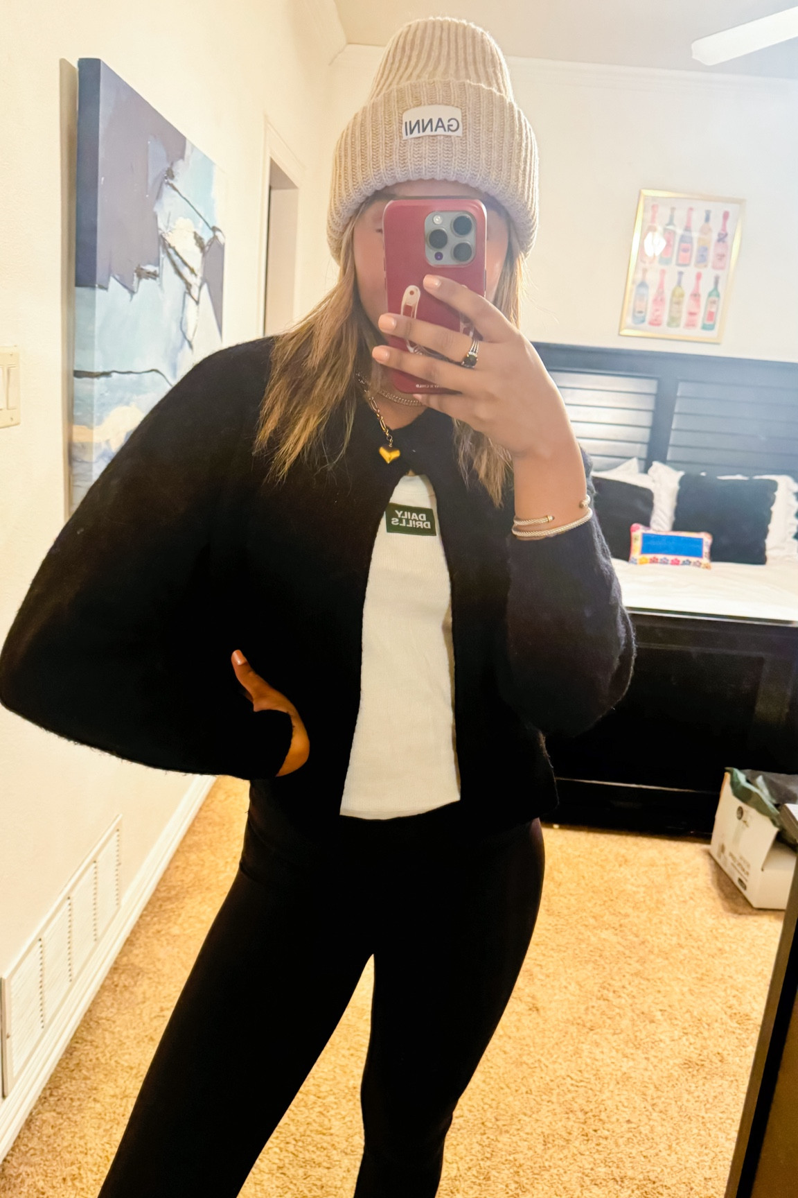 IM BACK!!!! 

Lounging around in lulu leggings, daily drills tank and single button sweater, plus ganni beanie because it was freezing 🥶 

#LTKSeasonal #LTKStyleTip