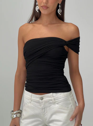 Keandra One Shoulder Top Black | Princess Polly US