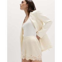 M&S Satin Lace Trim Shorts Cream | Marks & Spencer (UK)