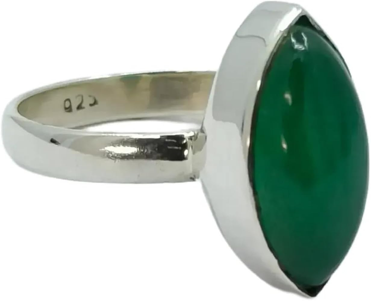 Green Jade Ring, 925 Sterling Silver Handmade Statement Promise Ring, Natural Green Jade Marquise... | Amazon (US)