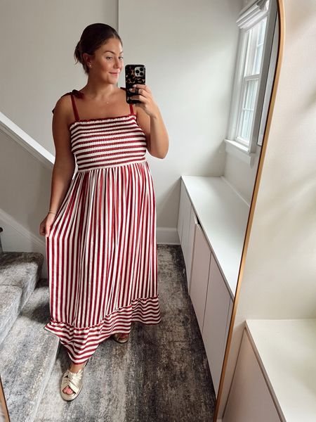 Love this maxi dress! Have it in the green stripe as well. Wearing size XL. Wear with a denim jacket in fall for a layered look. Use code SPF30 at checkout! 

#LTKstyletip #LTKcurves #LTKsalealert