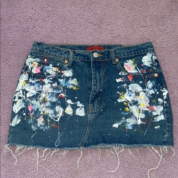 Splatter paint denim mini skirt | Poshmark