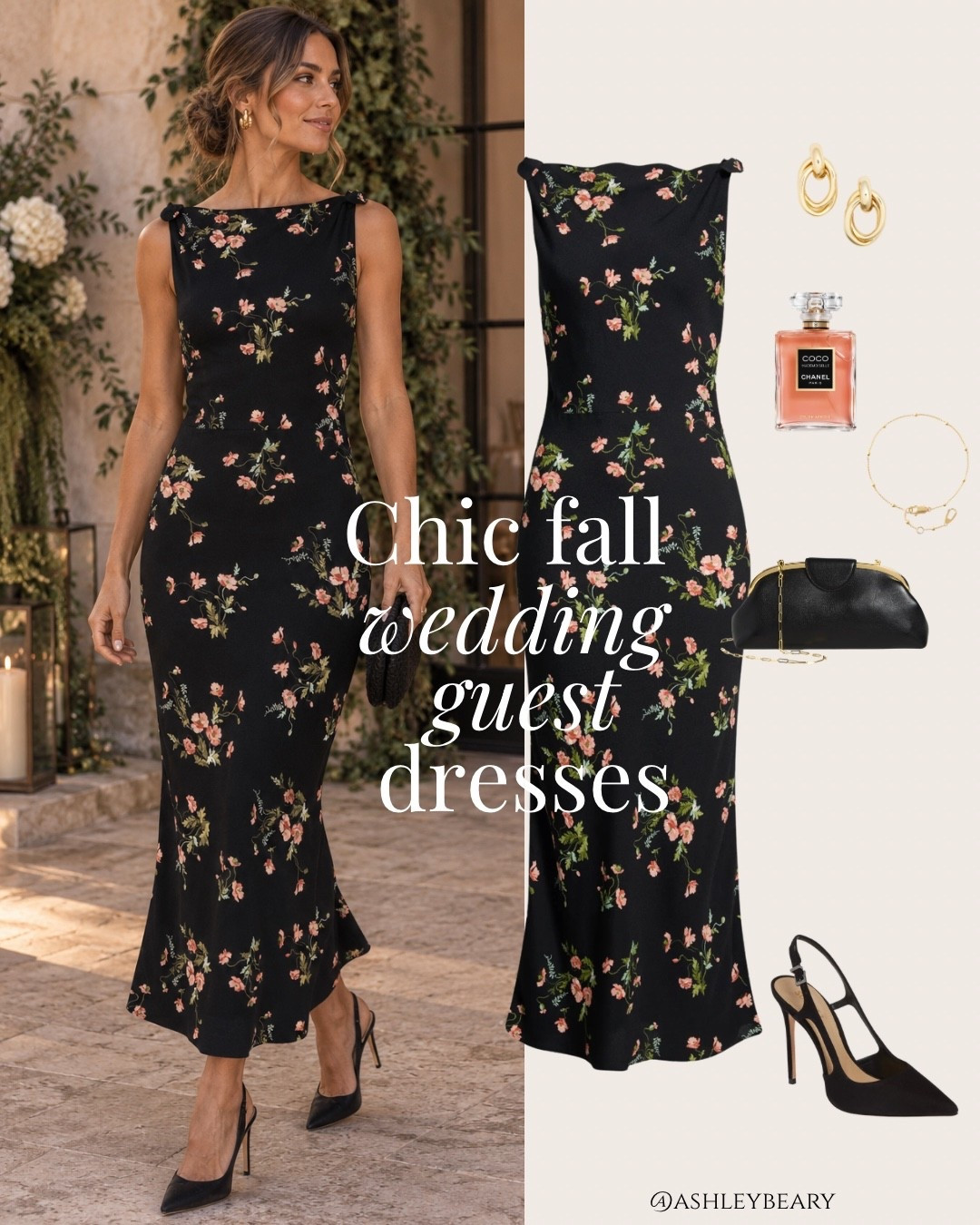 Black fall floral wedding guest dress from Reformation! 

Midi dress

#LTKSeasonal #LTKWedding #LTKootd