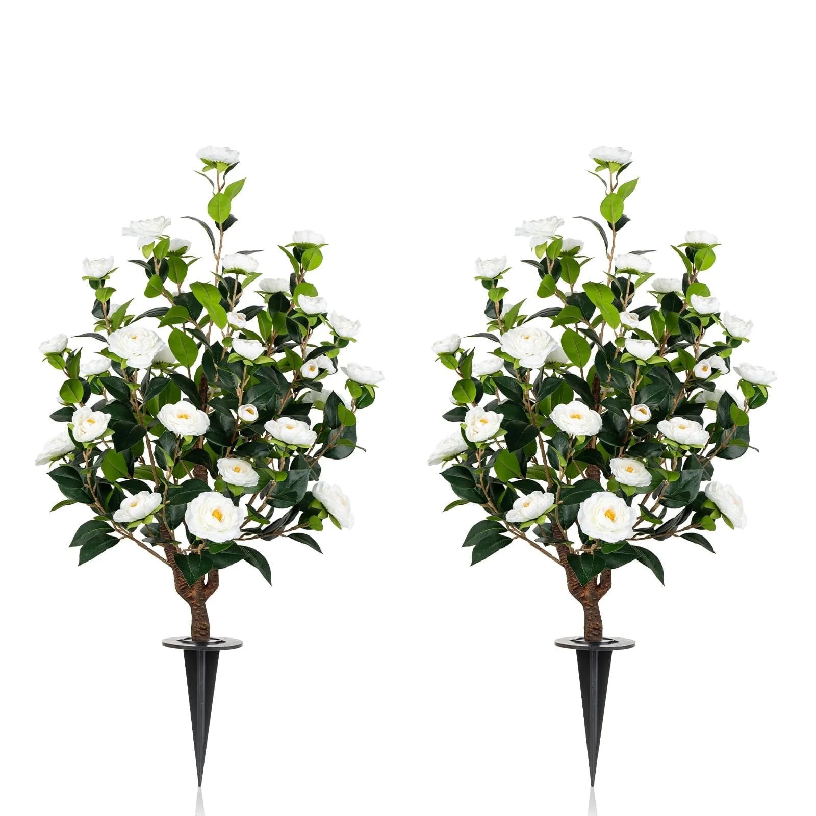 Romantic Season 2Pack 36" White Artificial Camellia Tree - UV Resistant, Lifelike Flowers for Ind... | Walmart (US)