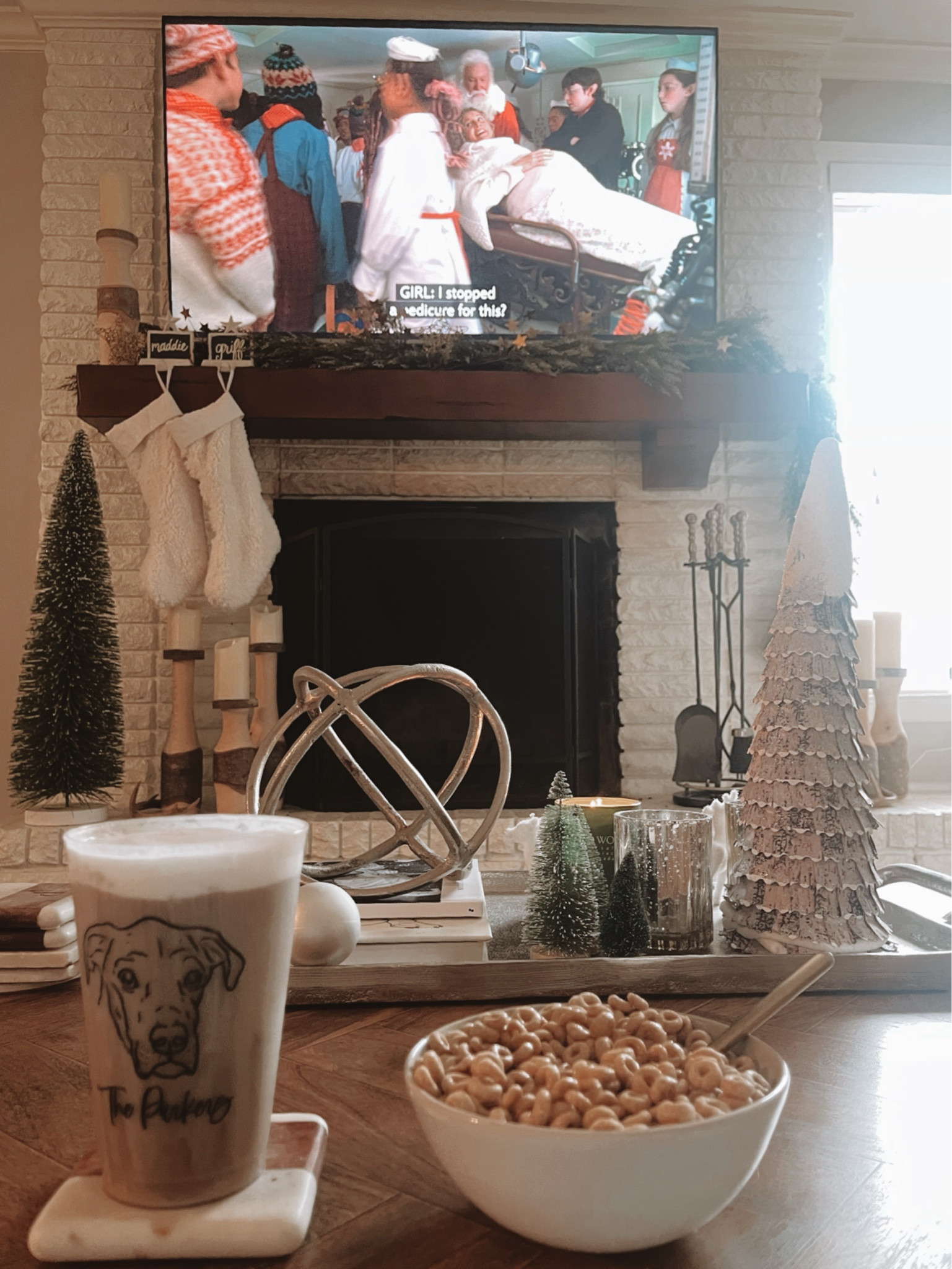 Holiday mantle decor. Greenery. Candlesticks. Stockings. Gold Star garland. Silver tray  

#LTKHoliday #LTKHome #LTKSaleAlert