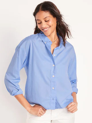 Long-Sleeve Cropped Boyfriend Shirt for Women | Old Navy (US)