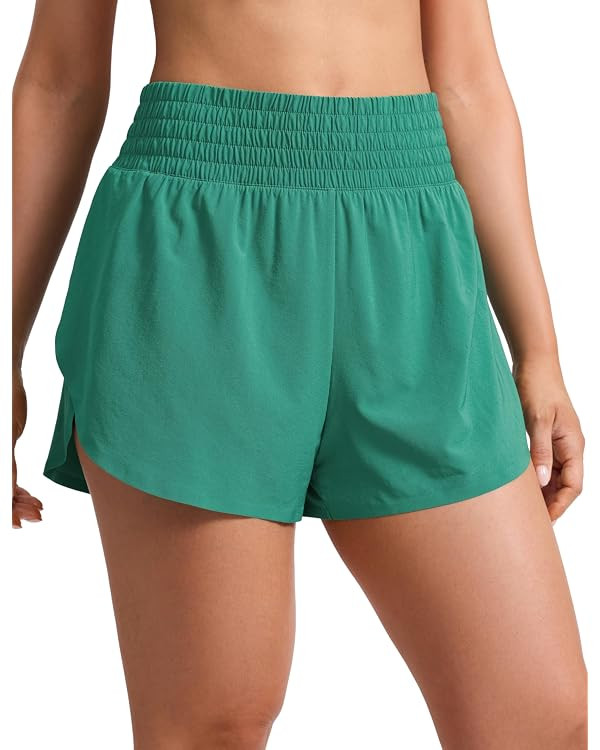 CRZ YOGA Split Dolphin Running Shorts 2.5" | Curved Back, High Waisted, Mesh Liner, Quick Dry, Li... | Amazon (US)