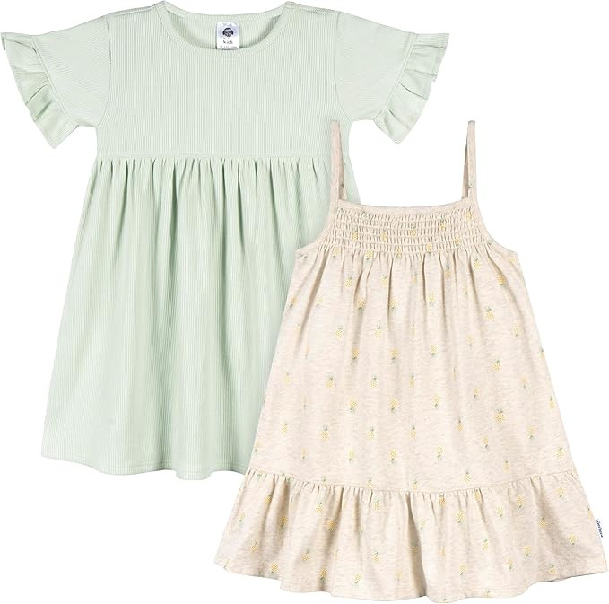 Gerber Girls' Toddler Short-Sleeve and Sleeveless Dress Set | Amazon (US)
