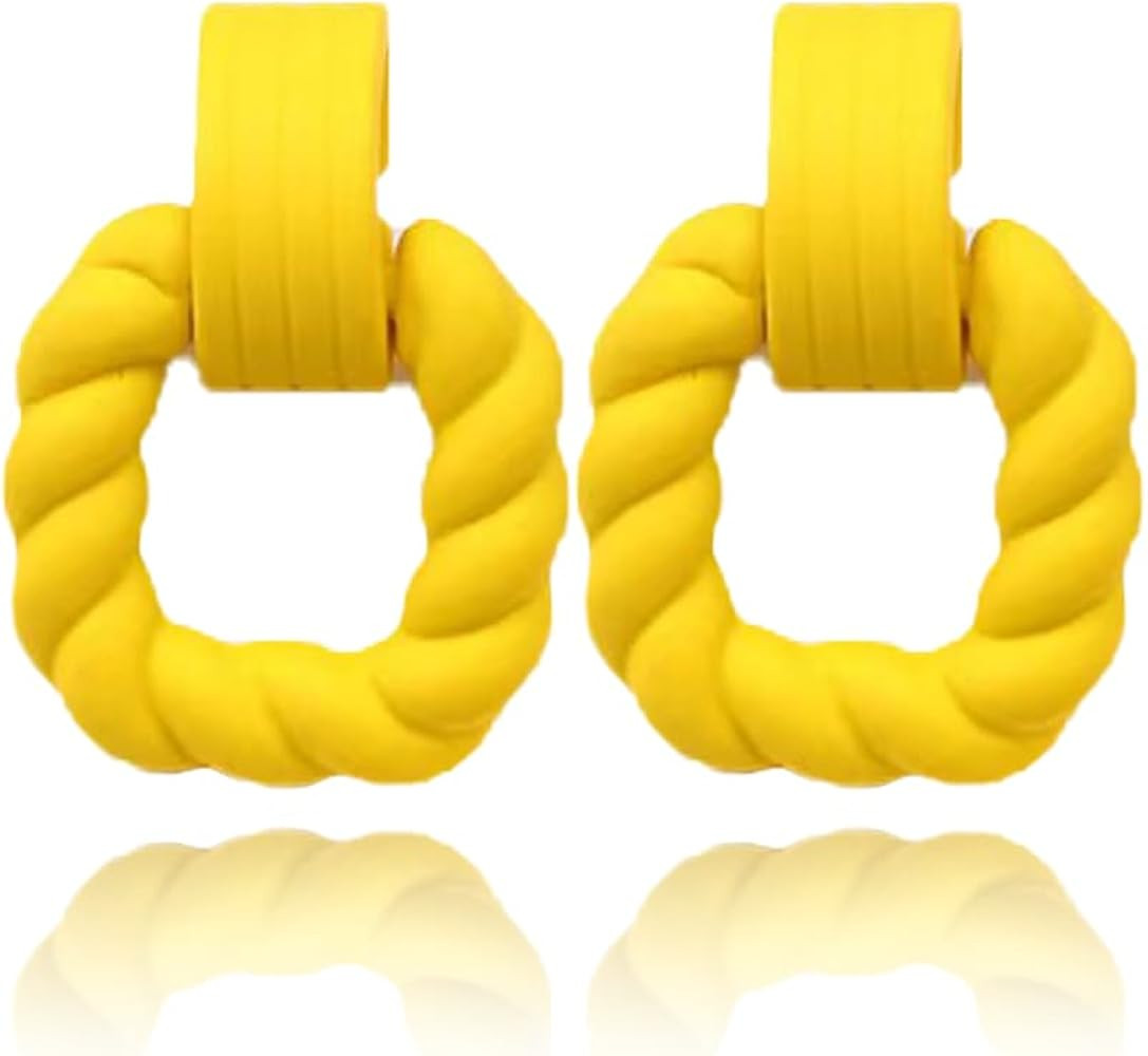 Rectangle Earrings for Women, Acrylic Square Earrings Twisted Geometric Statement Earrings | Amazon (US)