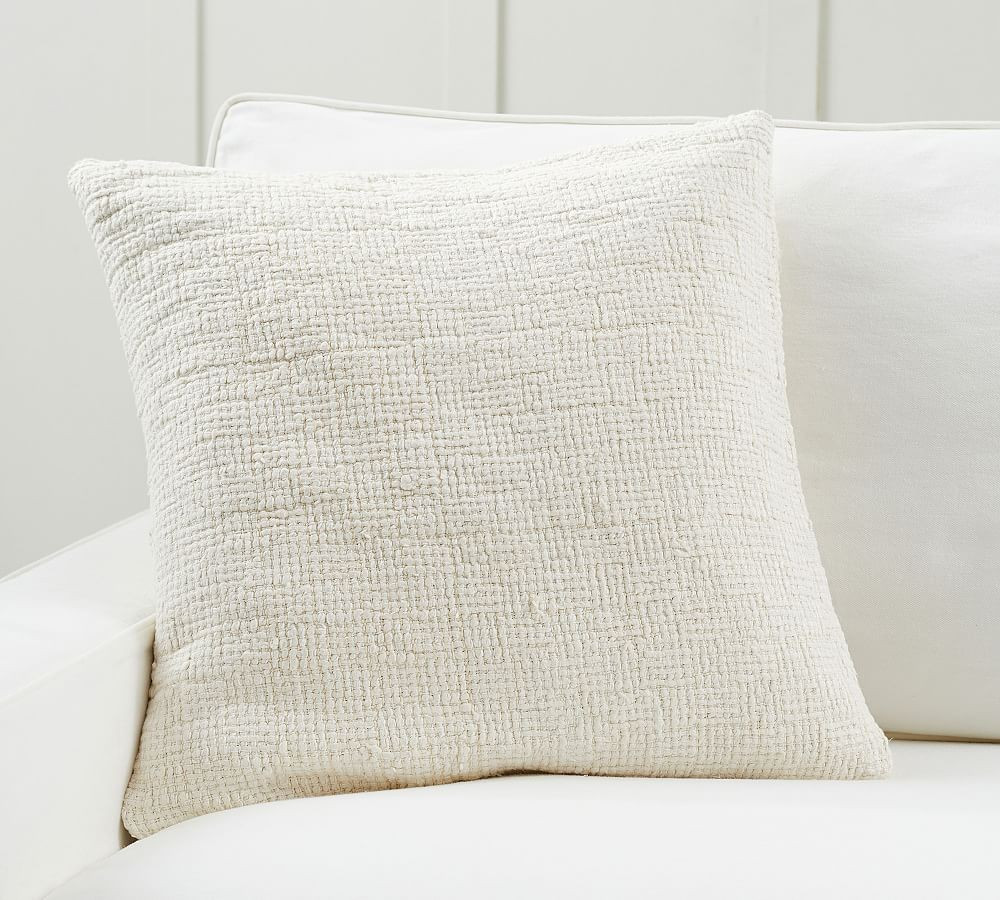 Ivy Linen Textured Pillow Cover, 22 x 22"", Ivory | Pottery Barn (US)