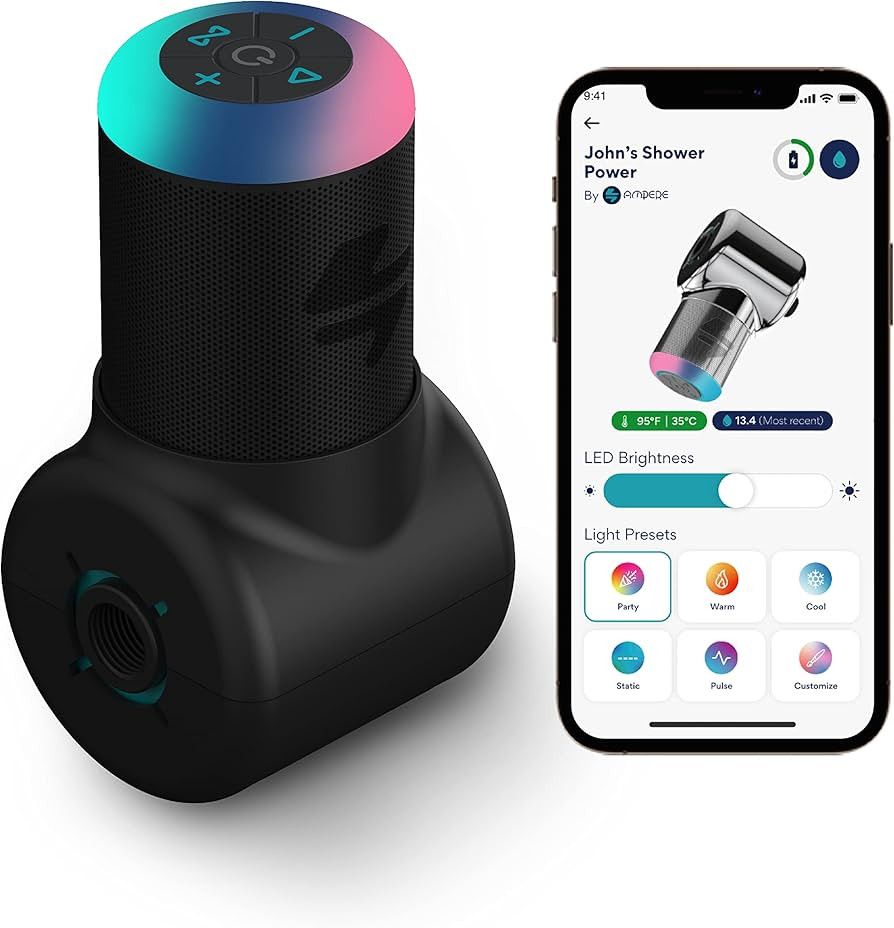 Ampere Shower Power Pro - Hydropower Bluetooth Shower Speaker, Waterproof Detachable Portable, Re... | Amazon (US)