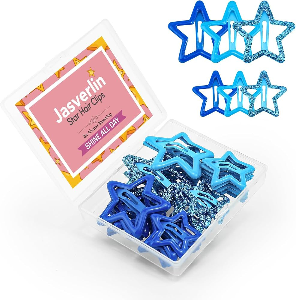 JASVERLIN Star Hair Clips for Girls, 36 pcs Cute Accessories Kawaii Metal Snap Hairclips for Wome... | Amazon (US)