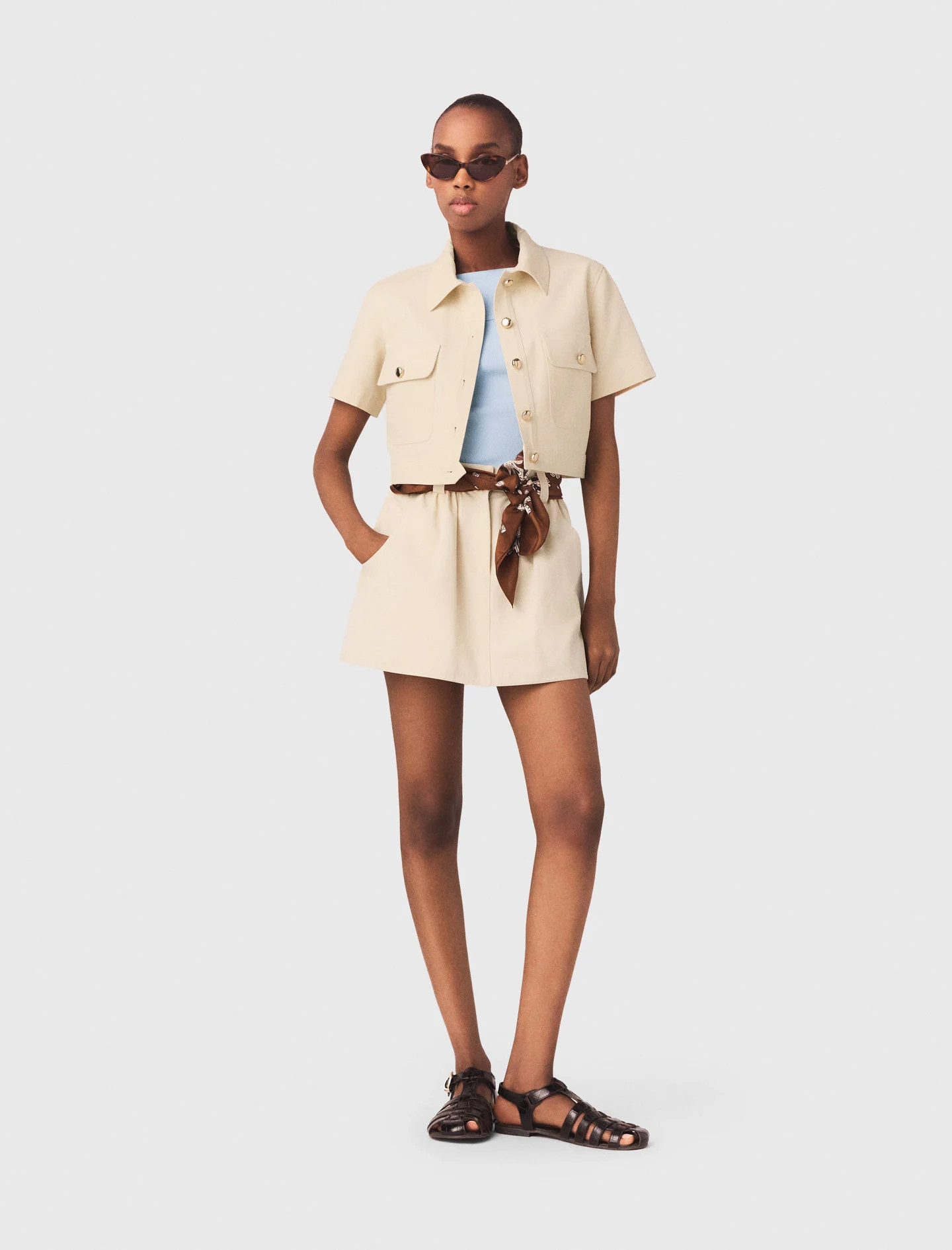 Veste courte à manches courtes blanc pour femme | Maje | Maje EU