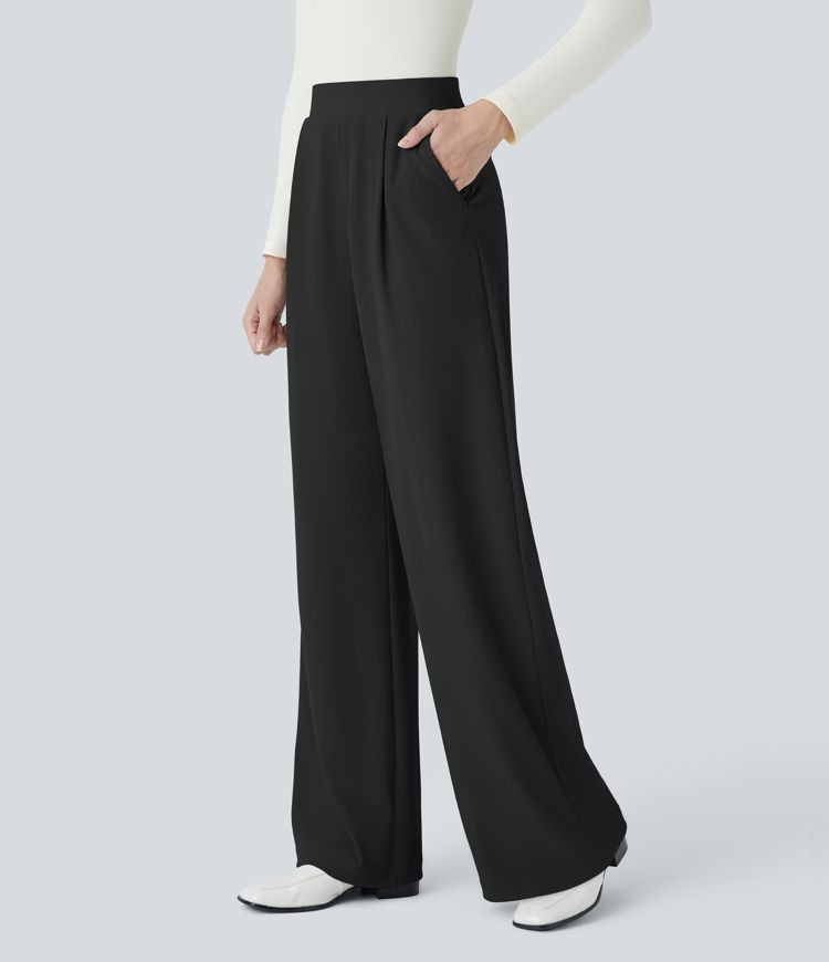 Women’s Halara Flex™ High Waisted Body Sculpt Waist-Slimming Pocket Wide Leg Micro Waffle Wor... | HALARA