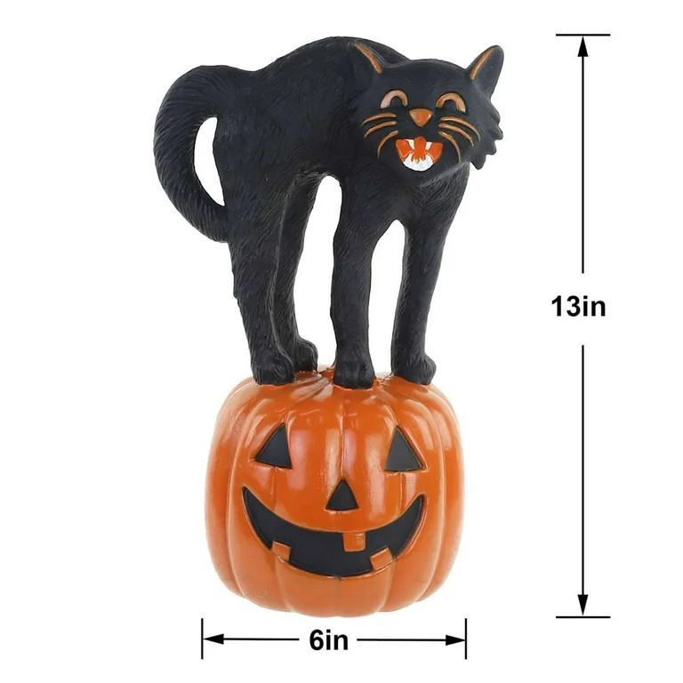 FlareFable 2pc Happy Haunting Black Cat & Jack-o'-Lantern Blow Mold, 5.9" Smiling Black Cat Statu... | Walmart (US)