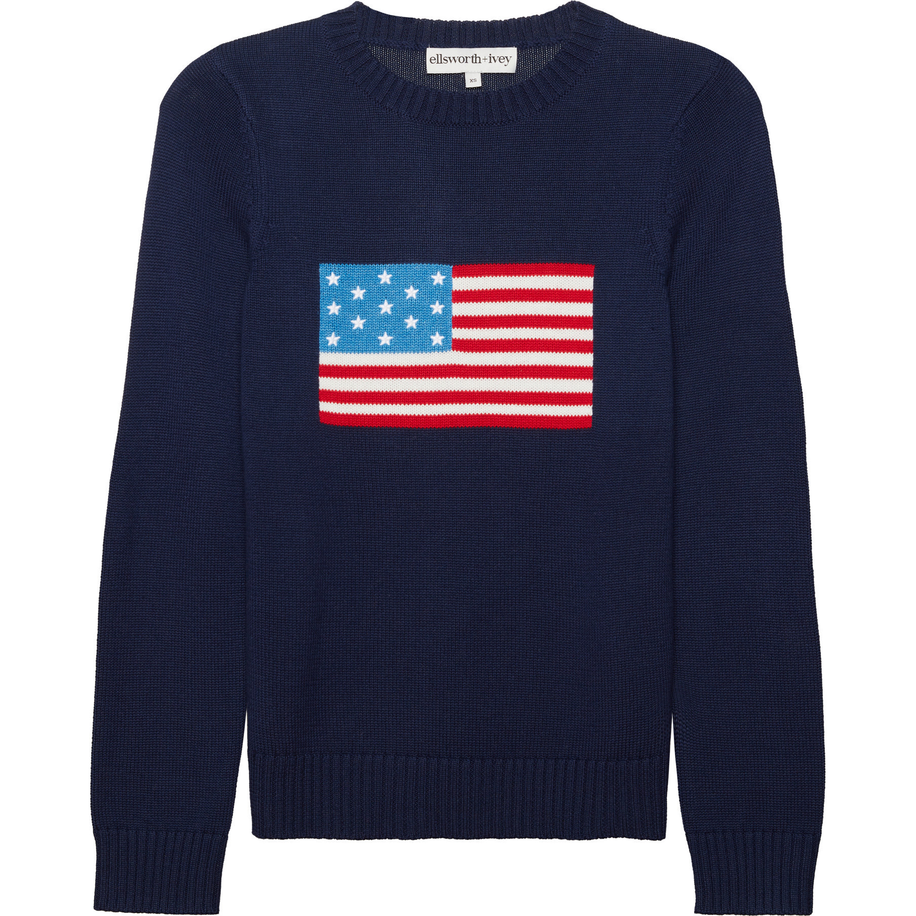 Women's American Flag Classic Crewneck Sweater, Navy | Maisonette