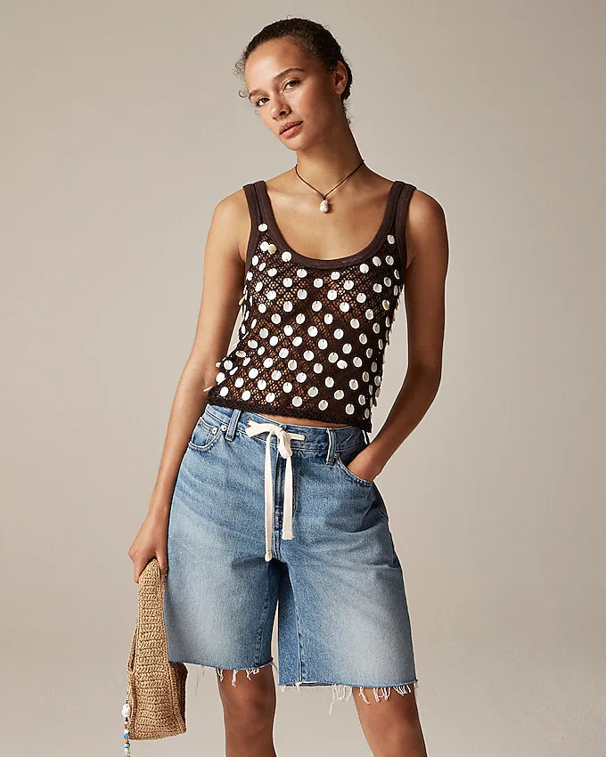 Crochet shell-embroidered tank top | J. Crew US