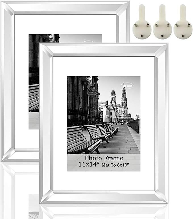 meetart Silver Mirror Photo Frame 11x14 inch 2 Pack Per Set for Wall Hang. | Amazon (US)