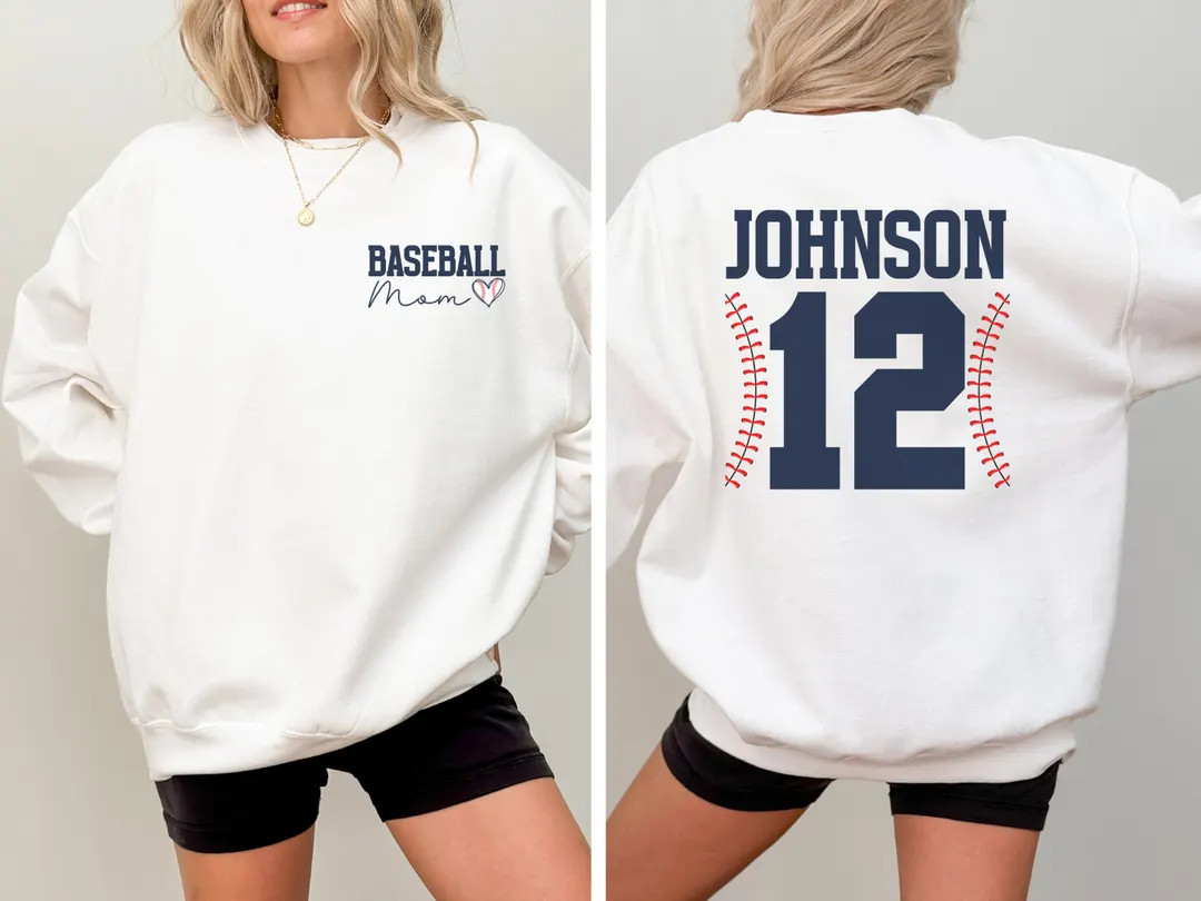 Baseball Mom Sweatshirt Baseball Mama Sweatshirt Name on Sleeve Custom Baseball Mom Gifts Basebal... | Etsy (US)