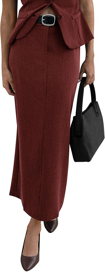 PRETTYGARDEN Women's 2025 Fall Maxi Pencil Skirt High Waisted Slit Work Office Trendy Long Skirts... | Amazon (US)