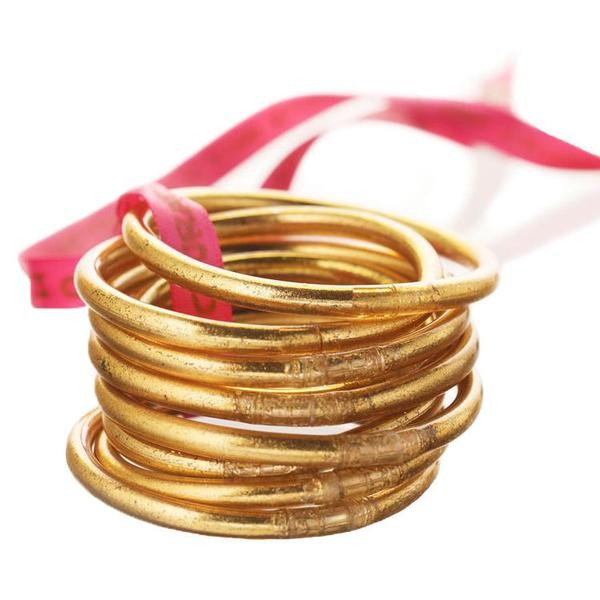 Budha Girl Serenity Prayer All Weather Gold Bangles - Set of 9 | Waiting On Martha