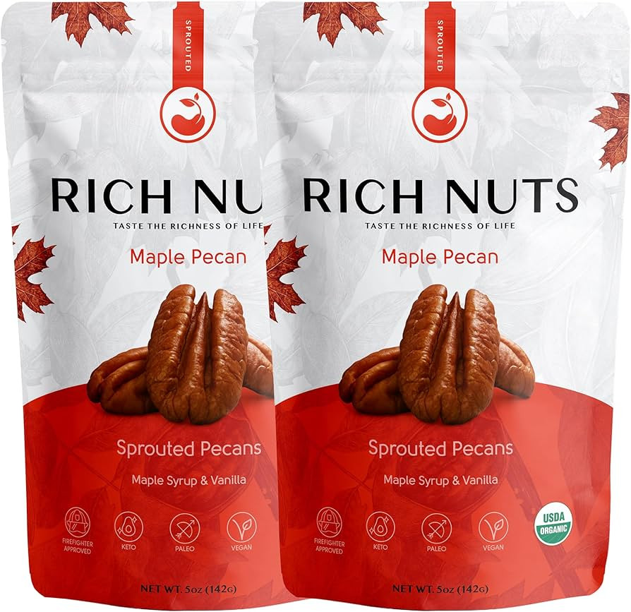 Rich Nuts Maple Pecan Gourmet Sprouted Pecans | Vegan, Paleo, Keto | Made with Maple Syrup, Vanil... | Amazon (US)