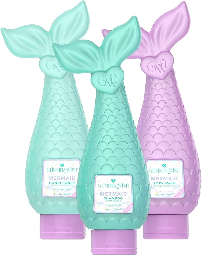 Glimmer Wish Premium Mermaid Shampoo + Conditioner + Body Wash, Vanilla Cotton Candy Scent, Derma... | Amazon (US)