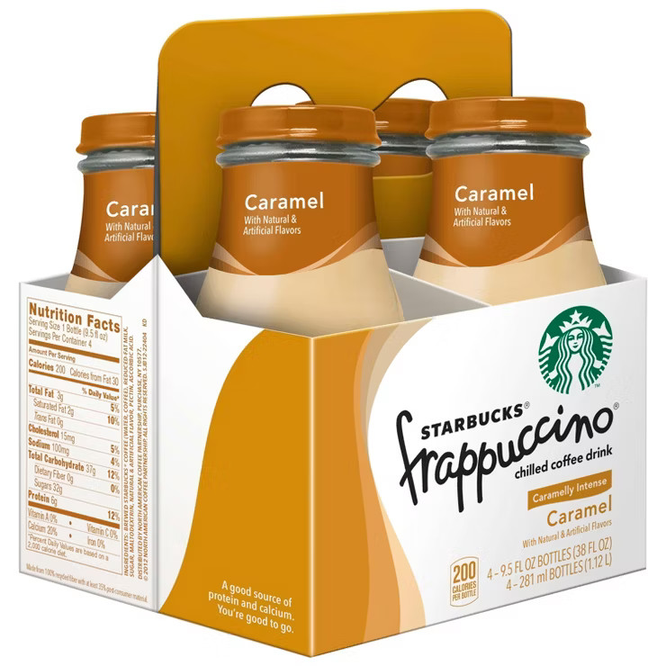 Starbucks Frappuccino Caramel Chilled Coffee Drink - 4pk/9.5 fl oz Glass Bottles | Target