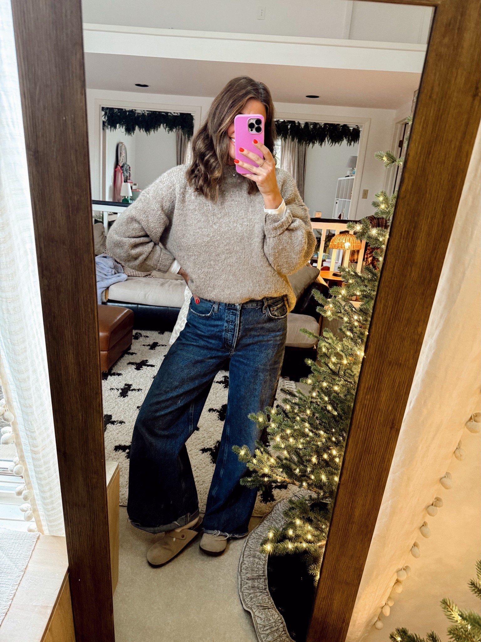 Agolde wide leg denim
Pistola sweater 
Ribbed long sleeve tee is my fave for layering under sweaters 

I took my true size in both but could’ve sized down for a more fitted look. 🤎

#LTKSaleAlert #LTKStyleTip #LTKFindsUnder100