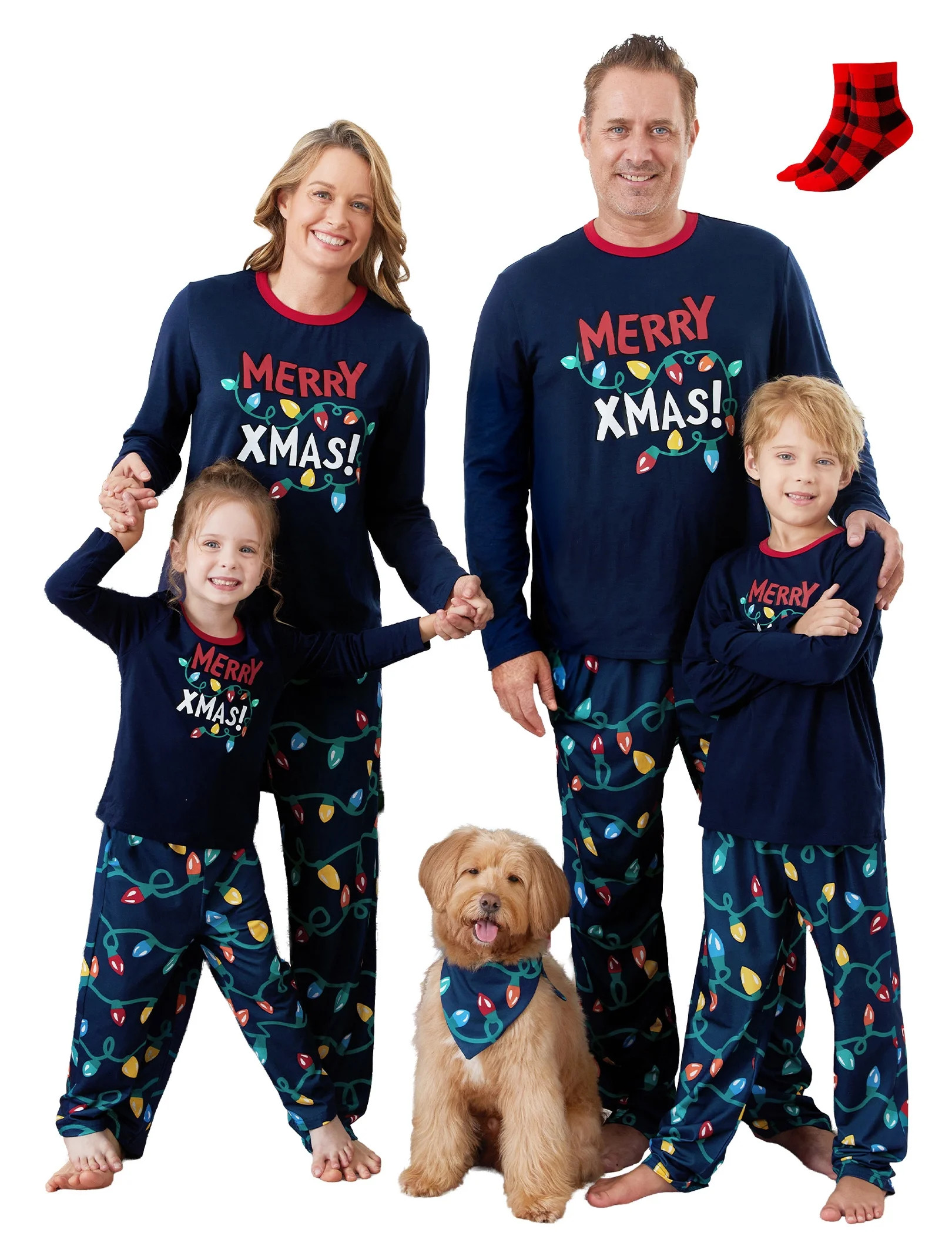 PatPat Kids Christmas Pajamas Family Matching Pjs Set Christmas Lights Top and Pant Gift for Girl... | Walmart (US)
