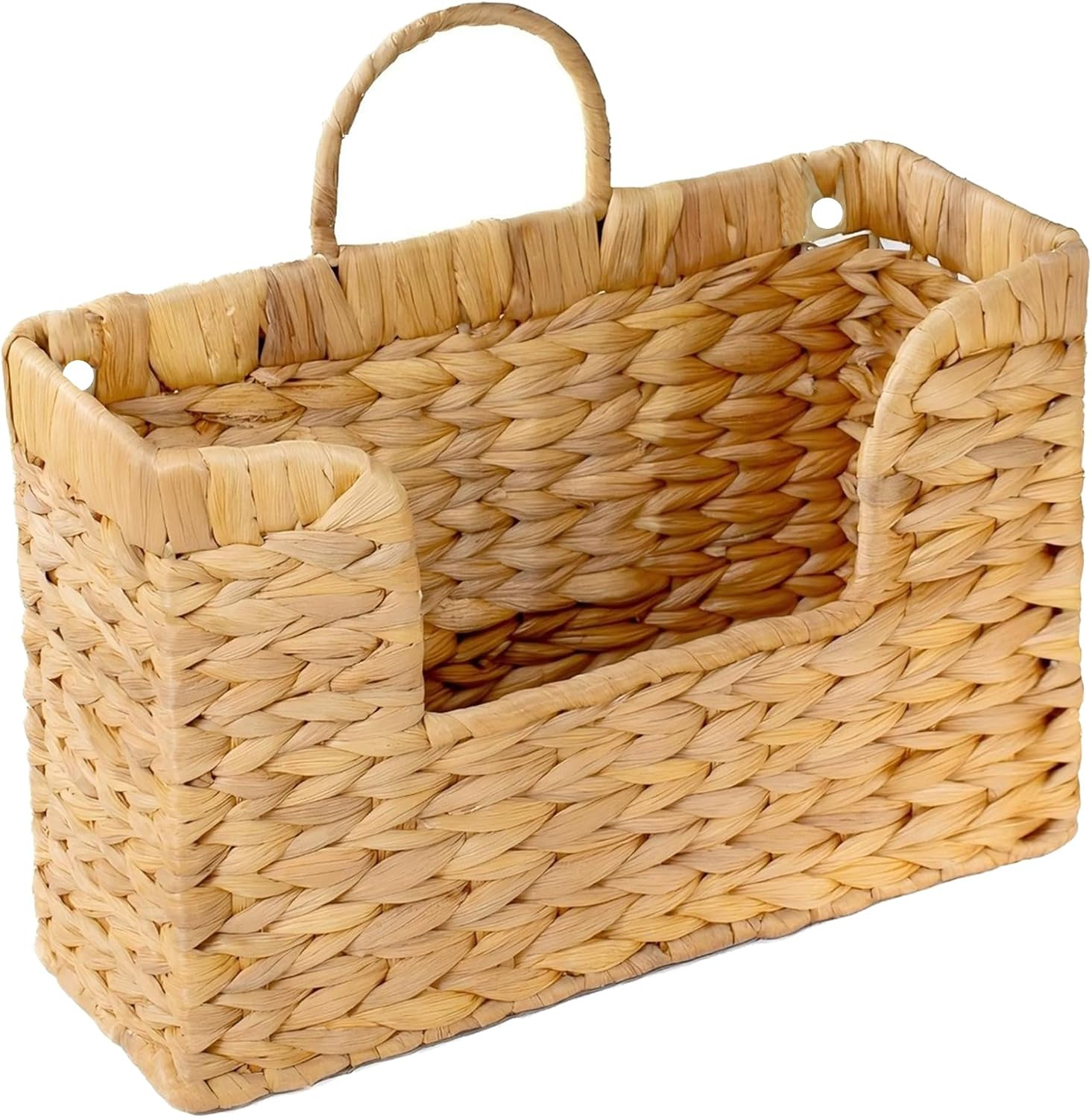 Magazine Holder Wall Basket Water Hyacinth Woven Mail Organizer, Wicker Wall Hanging Baskets for Magazines, Letters & Storage Decorative Mail Holder, Magazine Rack, Hanging Basket 11.8x4.3x7.9 Inch | Amazon (US)