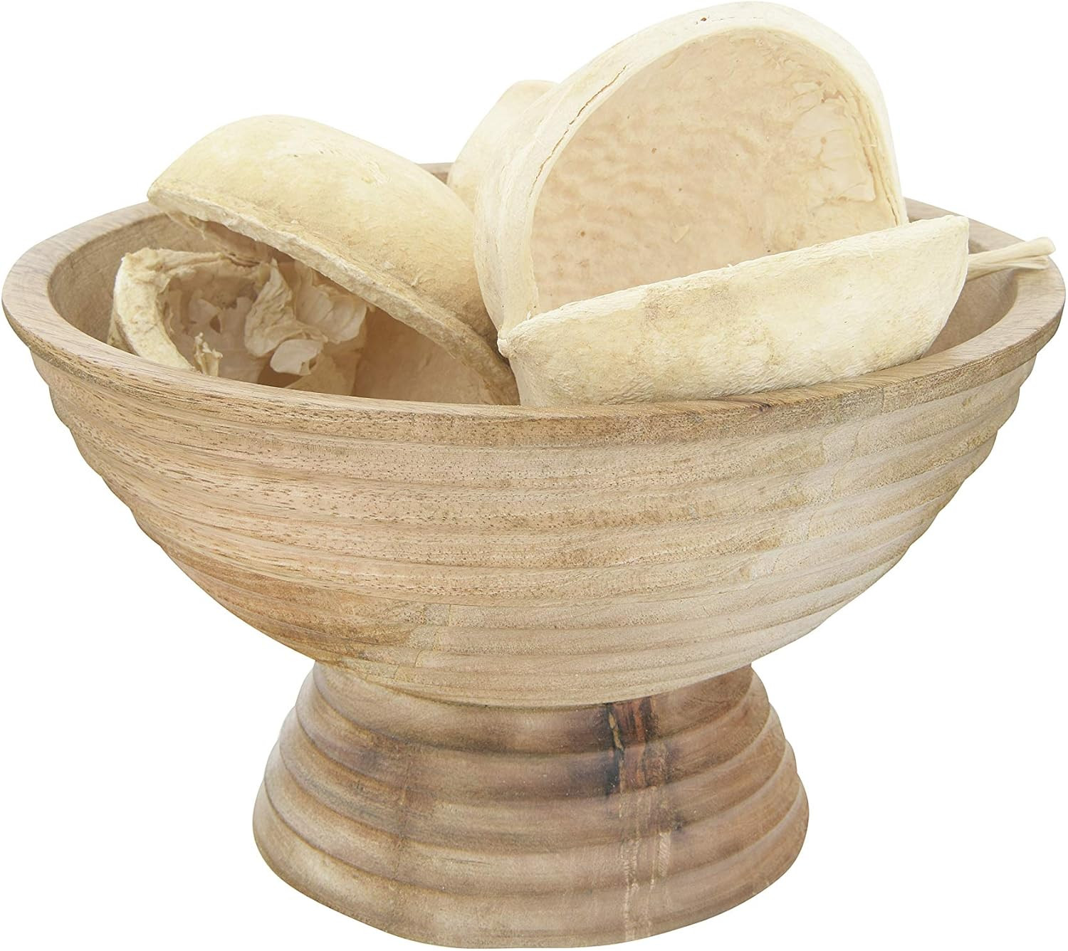 Creative Co-Op DF2440 Ridged Mango Wood Footed Bowl, Brown | Amazon (US)