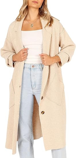 LILLUSORY Women's Long Knit Casual Cardigan Sweaters Oversized Dressy Jackets Fall Button Up Coat... | Amazon (US)