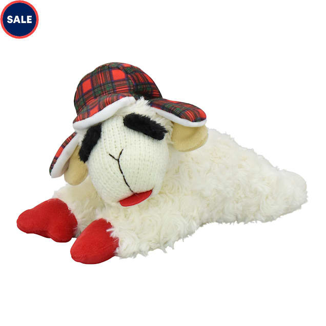 Multipet International Holiday Lamb Chop with Trapper Hat Dog Toy, 10.5" L, Large | Petco