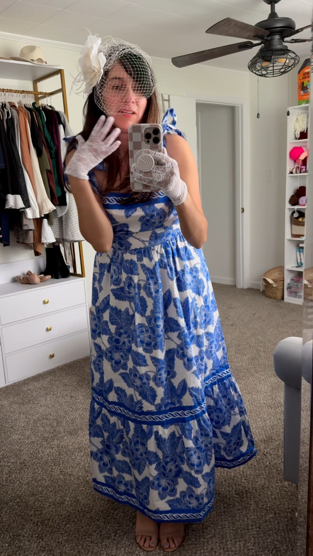 Looking for the perfect spring maxi dress for spring, brunch, or a garden party? This whims blue and white floral dress is such a standout.

If you’ve been searching for spring maxi dresses, feminine dresses for special occasions, or what to wear for Mother’s Day, or a bridal shower, this look checks the boxes. The flowy silhouette, classic blue floral print, and flattering fit.

I styled it with vintage-inspired accessories. 
-a delicate fascinator, 
-lace gloves, 
-and neutral heels.
It gives romantic feels straight out of a garden party.

If you want:
-Elegant spring dresses that feel feminine and classic
-Maxi dresses for weddings, showers, or events

Look no further!!

This is one of those -wear it and instantly feel pretty dresses

Save this for your next spring event outfit shopping. 

#LTKvlog #LTKSeasonal #LTKMothersDay