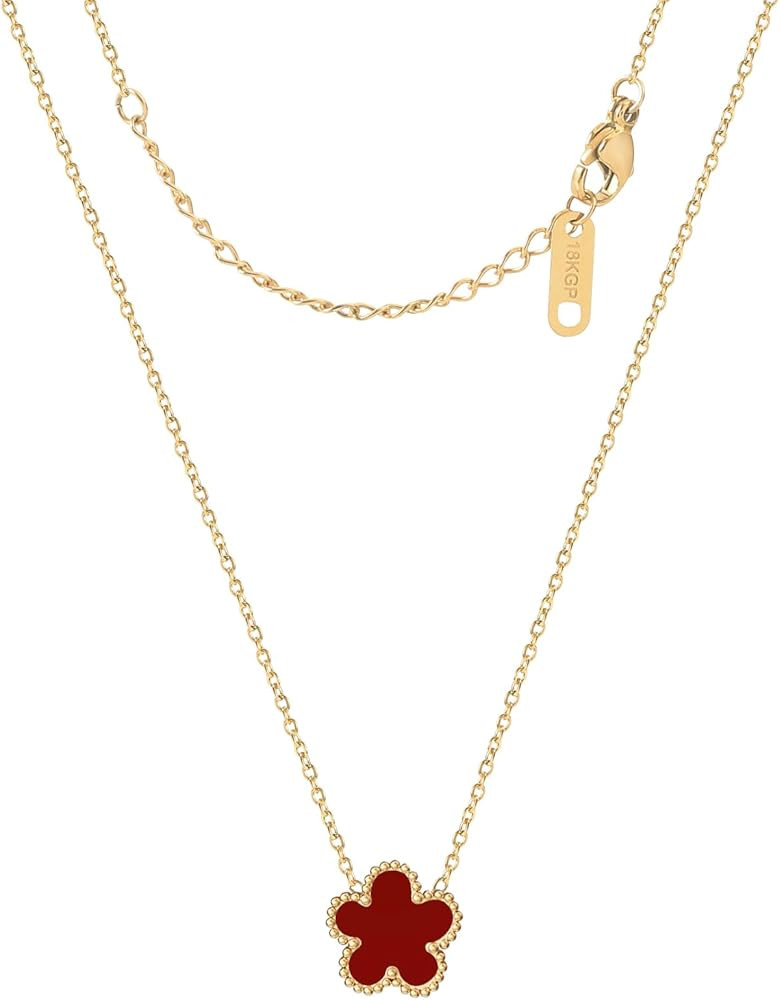 for Double Sided Fritillaria Lucky Four Leaf Grass 18K Titanium Steel Simple Fashionable Necklace | Amazon (US)