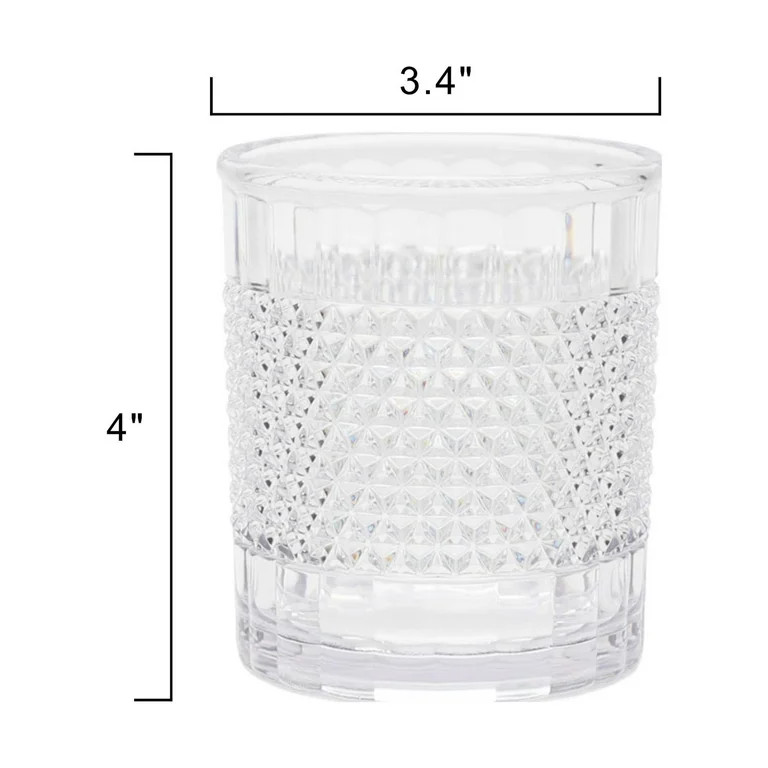 (6 pack) Mainstays 14-Ounce Short Acrylic Diamond Texture Tumbler, Clear | Walmart (US)