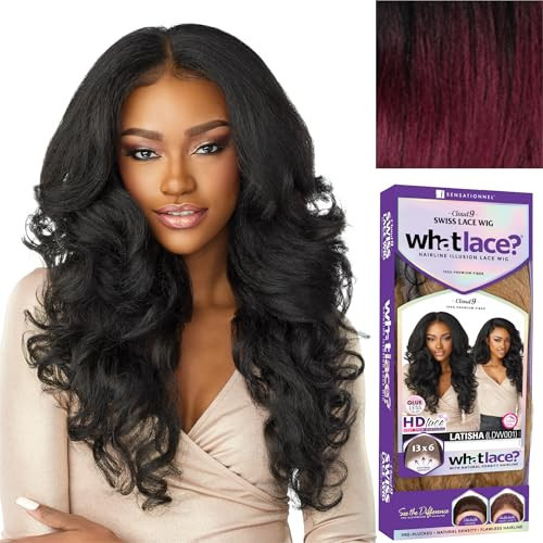 Sensationnel What Lace 13X6 Wigs - Latisha Lacefrontal Hand Tied Glueless Synthetic With Natural Density Preplucked Hairline (Tipped Off Black and Burgundy T1B/BG) | Amazon (US)