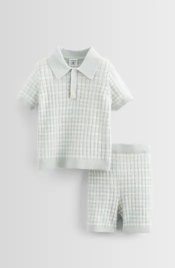 Stripe Pointelle Polo Sweater & Shorts Set | Nordstrom