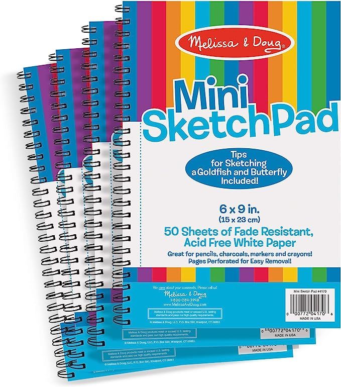 Melissa & Doug Mini-Sketch Spiral-Bound Pad (6 x 9 inches) - 4-Pack | Amazon (US)