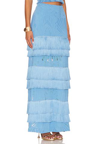 PatBO Fringe Lace Maxi Skirt in Sky from Revolve.com | Revolve Clothing (Global)
