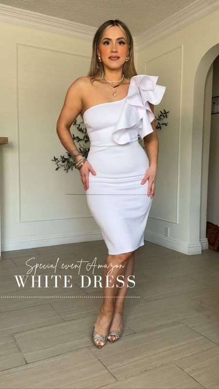 Special event white dress from Amazon 🤌🏼💎

✔️ wearing size small
✔️ nice thick quality with great stretch
✔️ she's extra but fun, cute and classy 🙂‍↔️

#LTKU #LTKfindsunder50 #LTKstyletip