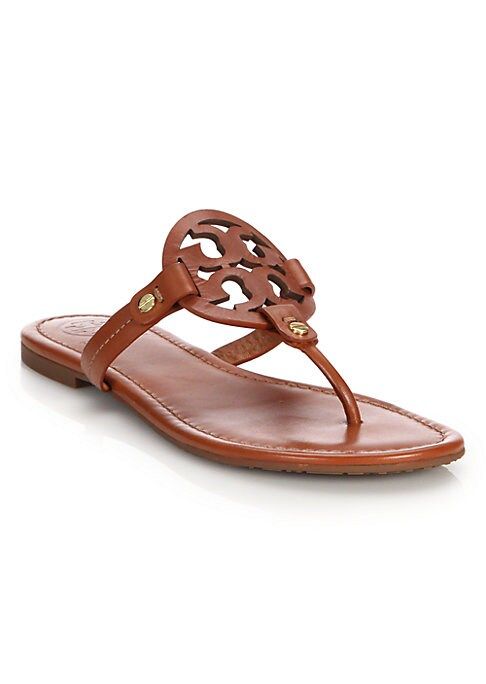 Tory Burch Women's Miller Leather Thong Sandals - Brown - Size 5.5 | Saks Fifth Avenue