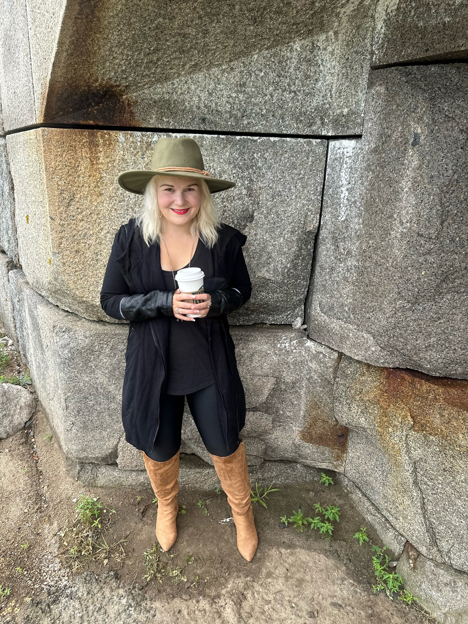 Thursday OOTD. Cross between comfy but chic. This jacket from blanc noir is that perfect in-between with the leather details. Paired it with Spanx leggings and boots 

#LTKSeasonal #LTKmidsize #LTKworkwear