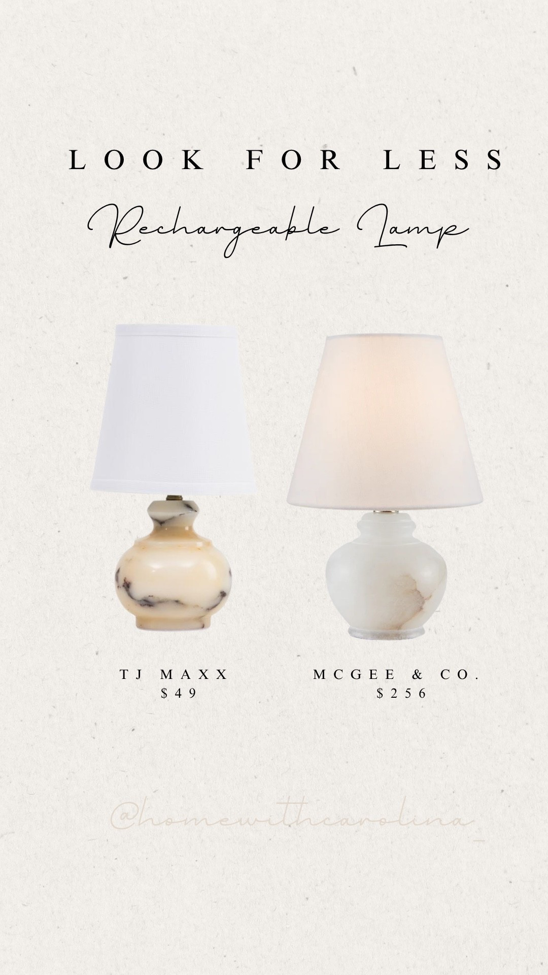Designer look for less 🤍 This rechargeable marble lamp from TJ Maxx is giving major McGee & Co. vibes for a fraction of the price. The perfect cordless accent lamp for kitchen counters, built-ins, bedside tables, and cozy corners. High-end home aesthetic without the splurge ✨ #DesignerDupes #NeutralHomeDecor #RechargeableLamp

#LTKHome #LTKHome #LTKSaleAlert