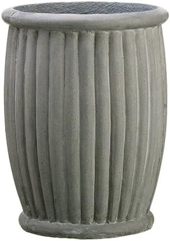 15.7"Hx12"W Fiber Cement Round Fluted Planter -Gray | Amazon (US)