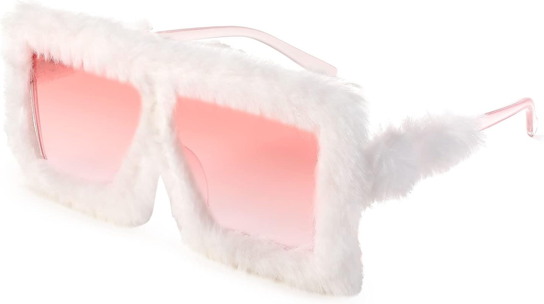 Karsaer Vision Plush Fuzzy Flat Top Fashion Square Large Shades Punk Soft Velvet Shade Party Eyewear | Amazon (US)
