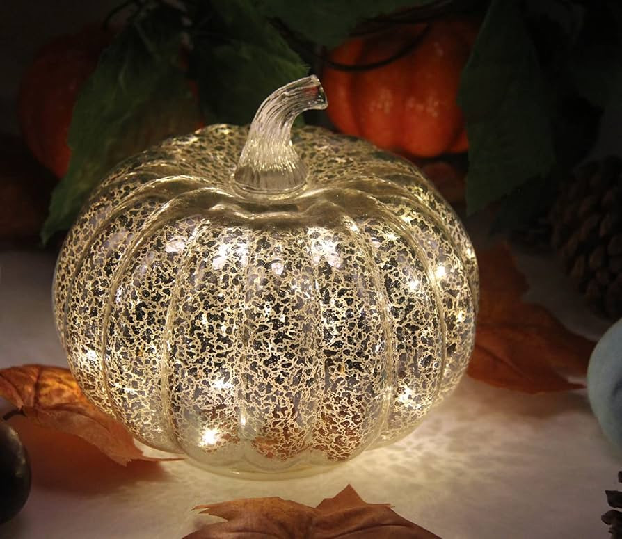 CFDECOR Mercury Glass Pumpkin Light with Timer, with 10 Fairy Lights Inside, Battery Operated Led... | Amazon (US)