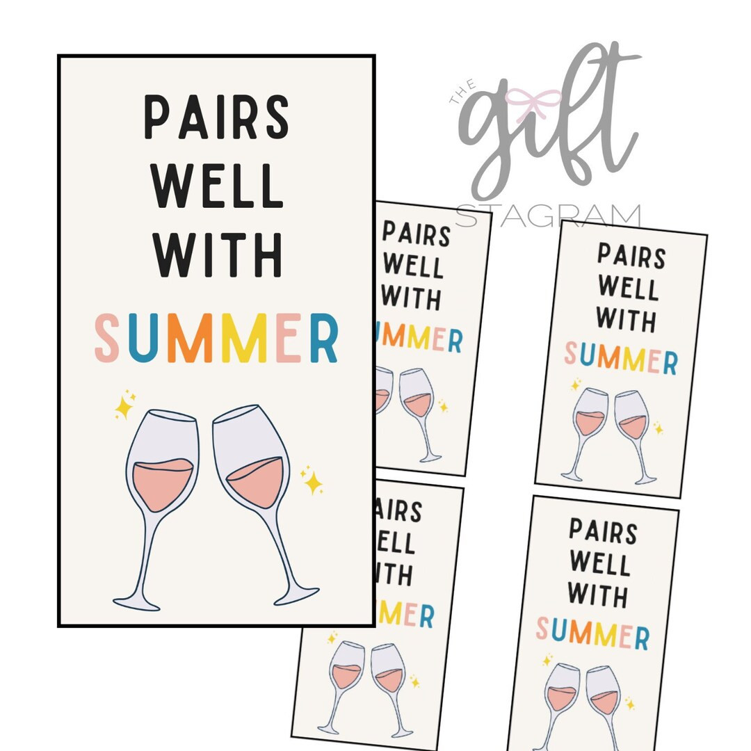 Pairs Well With Summer Gift Tag DIGITAL DOWNLOAD Summer Hostess Gift Tag Summertime Host Gift Ide... | Etsy (US)