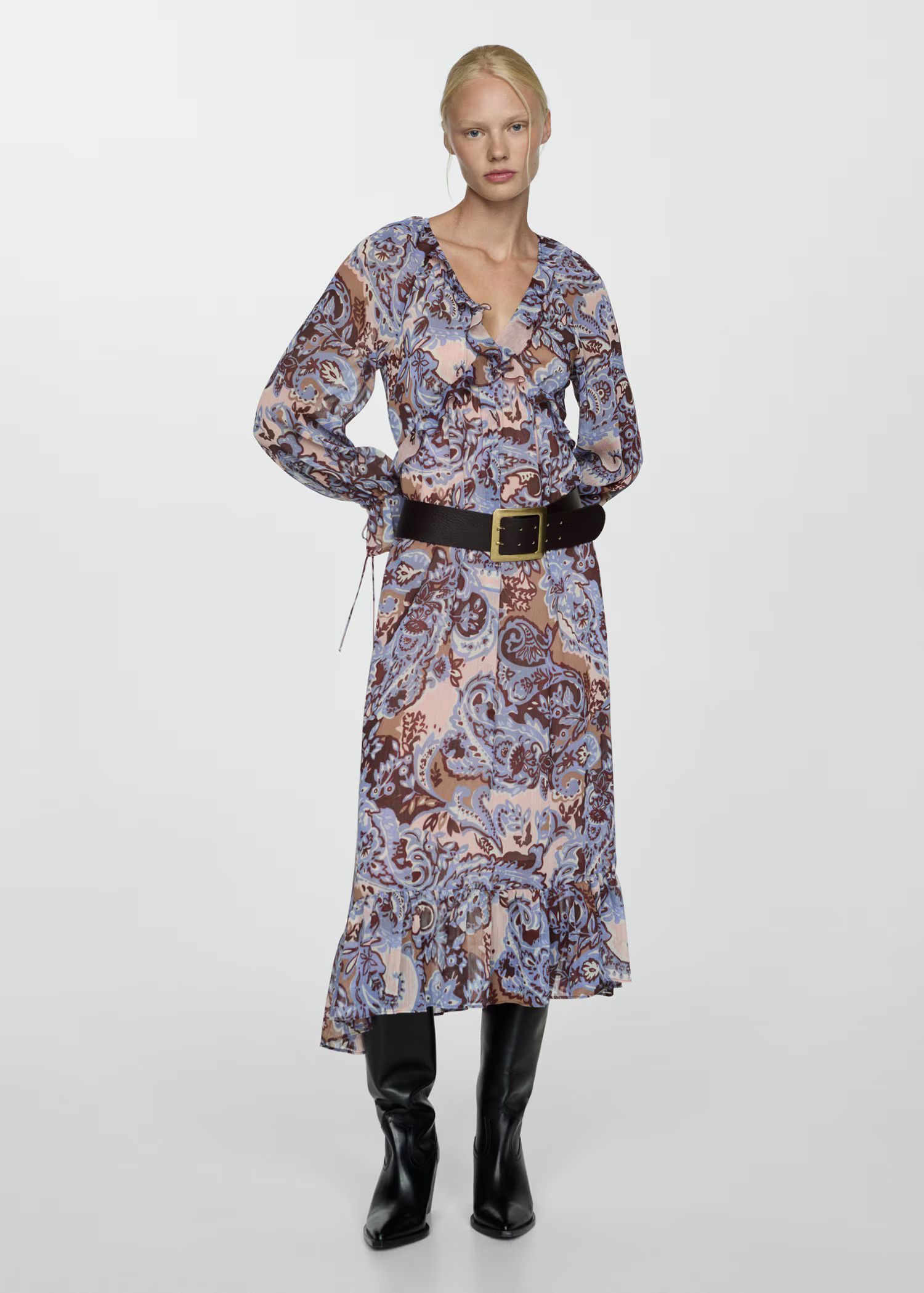 Paisley dress with ruffles | MANGO (US)